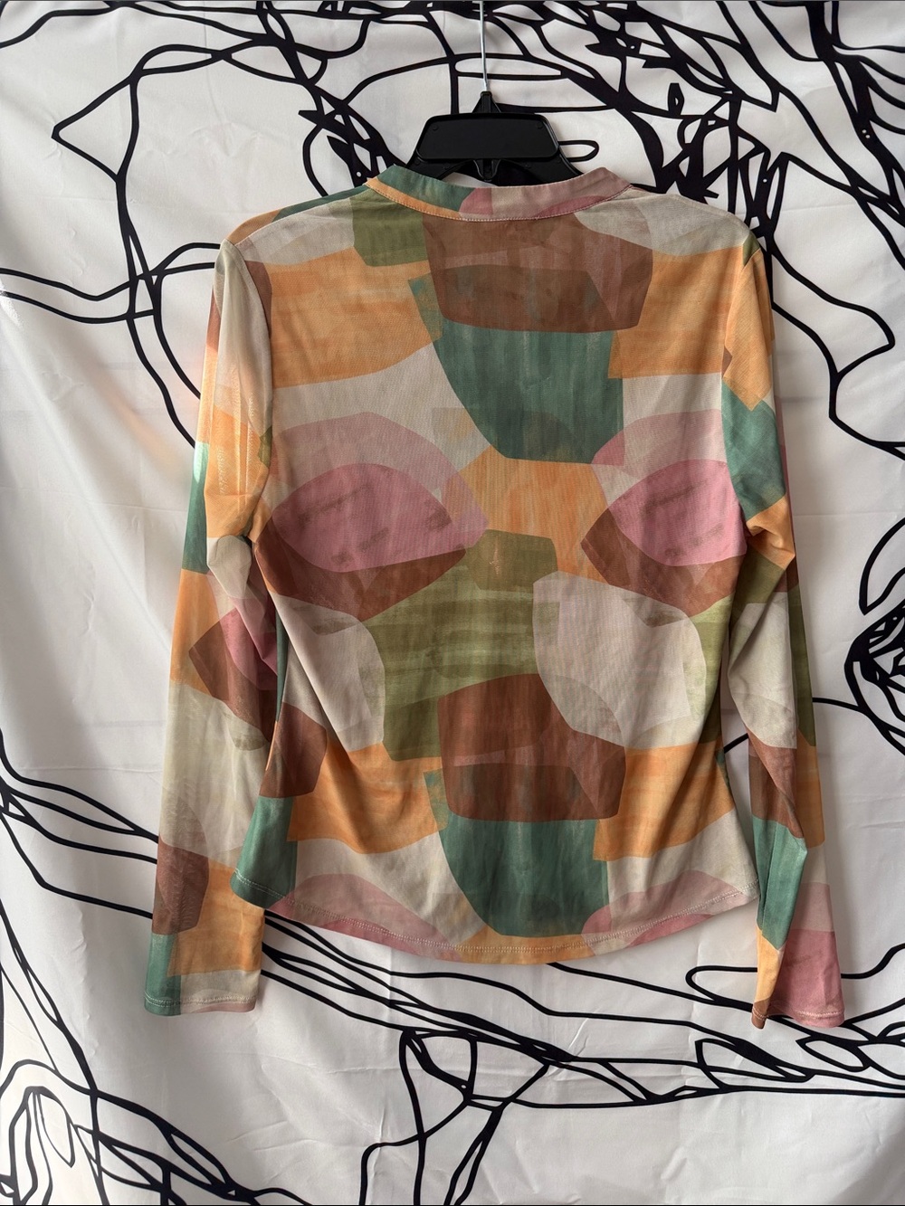 DR2 Multicolor Abstract Ruched Button-Front Shirt - Picture 4 of 4